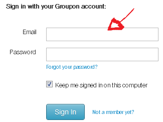 groupon sign in step 2