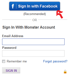 monster sign in facebook