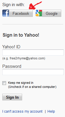 yahoo sign in with facebook