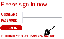 target red card reset password