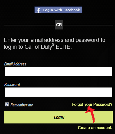 call of duty elite password recovery