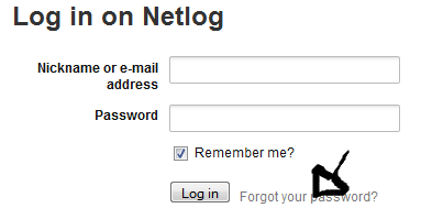 netlog password recovery