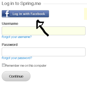 spring.me sign in with facebook