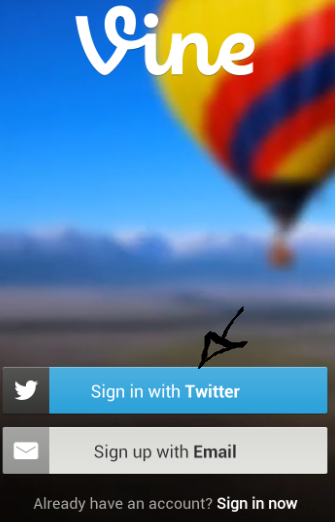 vine app sign in with twitter