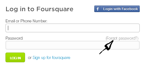 foursquare password recovery