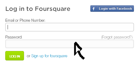 foursquare sign in step 2