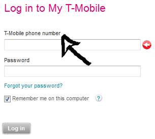my t mobile sign in step 1