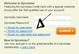 upromise username and password recovery