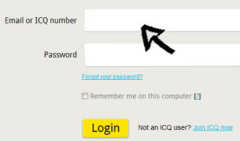 icq sign in page step 1