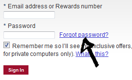 marriott rewards program password recovery