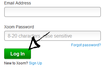 xoom sign in page step 3