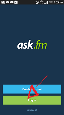ask.fm mobile sign in button